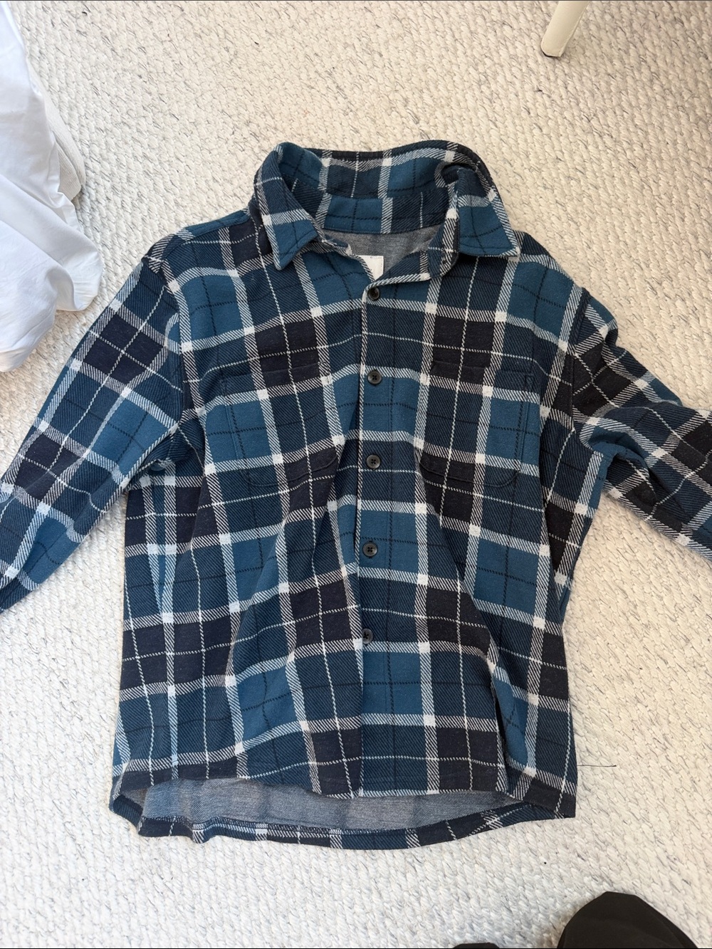 Goodfellow & Co Blue and Black Plaid Button-Up Shirt
